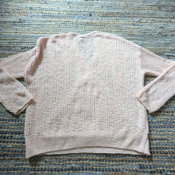 Billabong Open Weave Wrap Sweater Powder Pink M Vneck L/S Balletcore Feminine - Picture 5 of 5